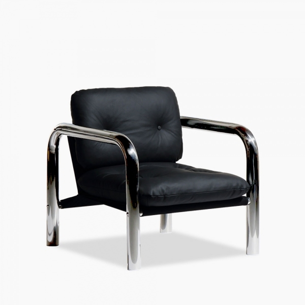 Rudolph Accent Chair, Black Leather