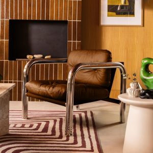 Rudolph Accent Chair, Tan Leather