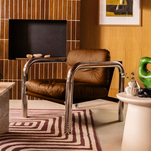 Rudolph Accent Chair, Tan Leather