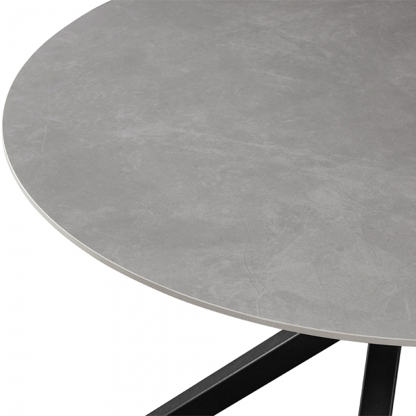 Sawyer 4 Seat Round Dining Table, Grey Ceramic