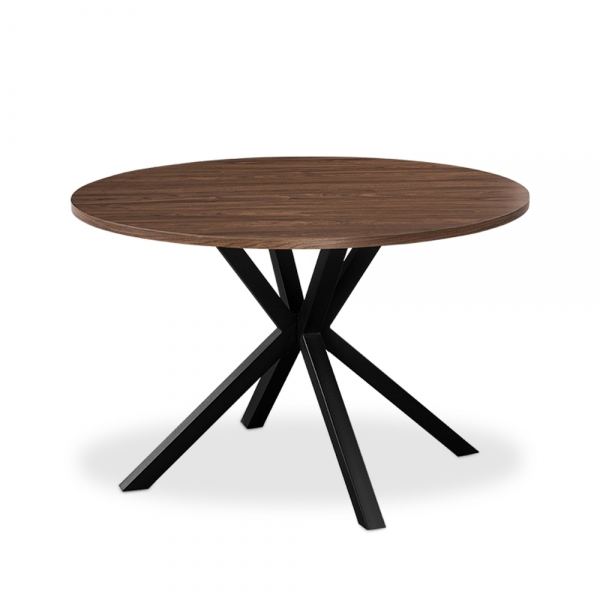 Sawyer 4 Seat Round Dining Table, Walnut Effect
