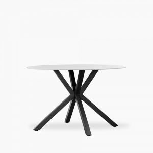 Sawyer 4 Seat Round Dining Table, White Ceramic