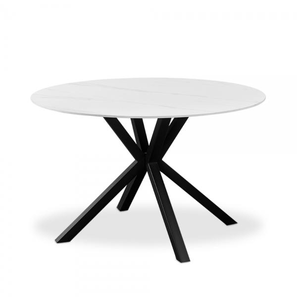 Sawyer 4 Seat Round Dining Table, White Ceramic