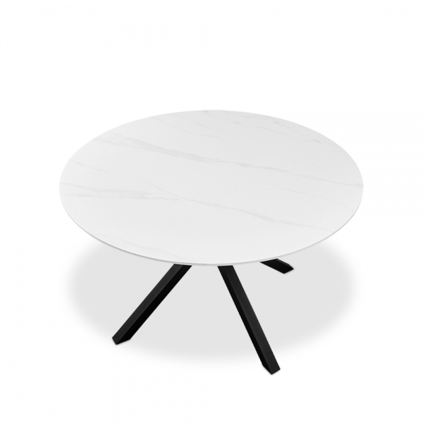 Sawyer 4 Seat Round Dining Table, White Ceramic