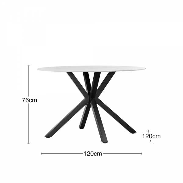 Sawyer 4 Seat Round Dining Table, White Ceramic
