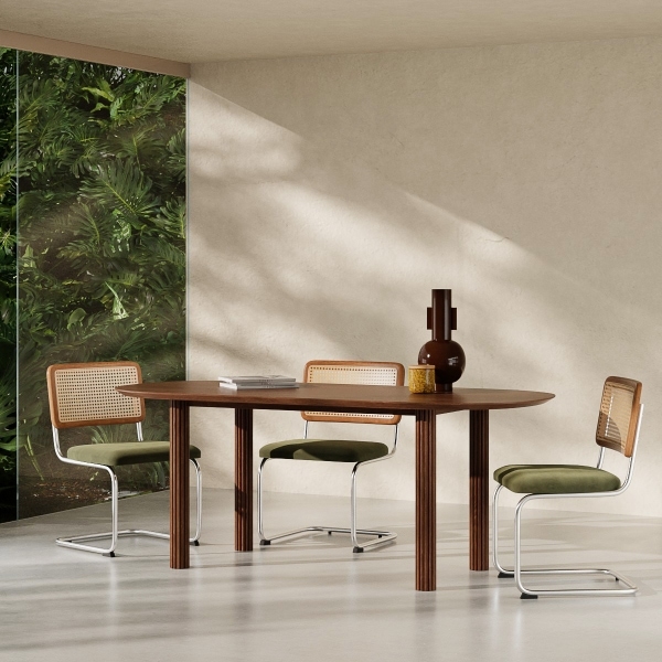 Skylar 6 Seat Wooden Dining Table, Dark Mango Wood