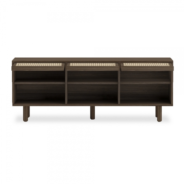 Soller Large TV Stand, Walnut Effect & Cane