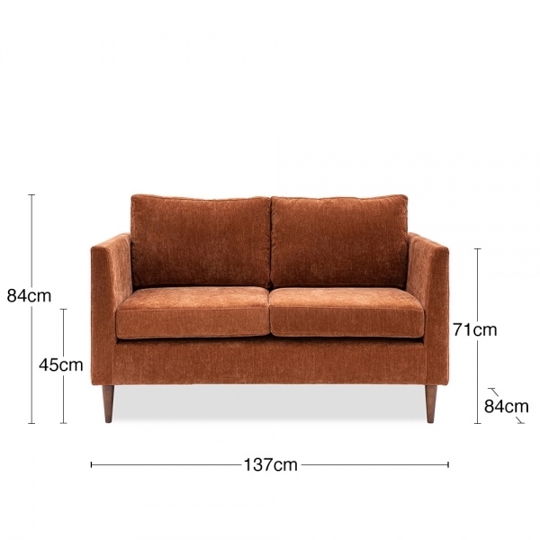 Sylvie 2 Seater Sofa, Paprika Orange