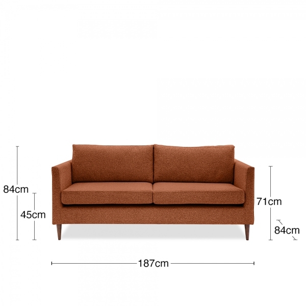 Sylvie 3 Seater Sofa, Paprika Orange