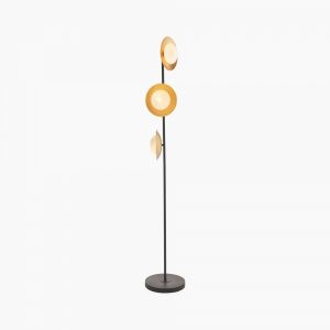 Temuka Floor Lamp, Black & Brass