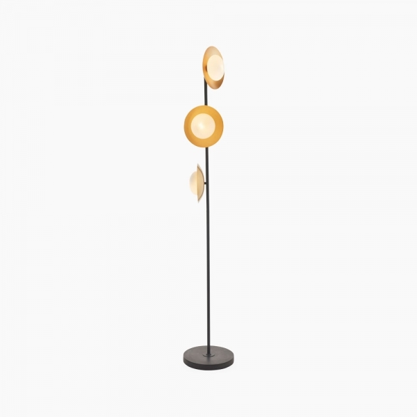 Temuka Floor Lamp, Black & Brass