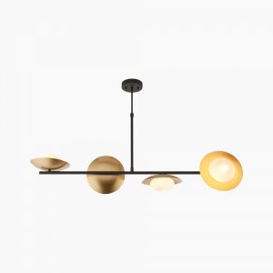 Temuka Wide Pendant Chandelier, Black & Brass