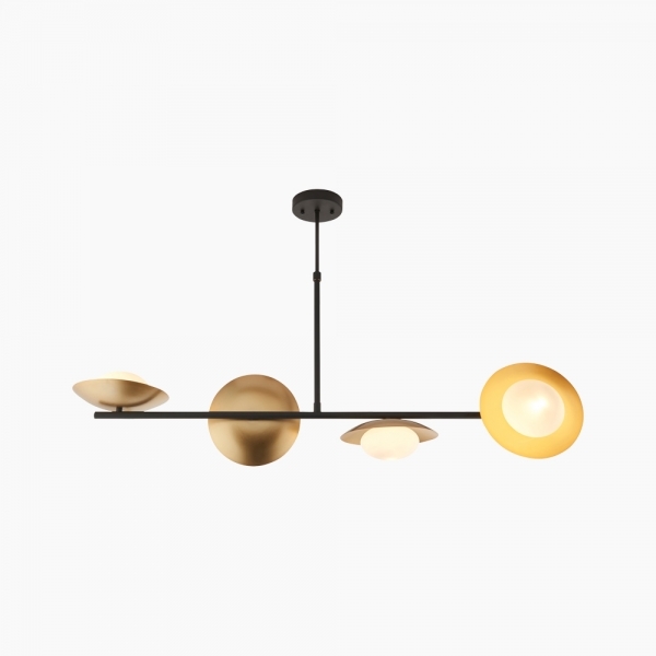 Temuka Wide Pendant Chandelier, Black & Brass
