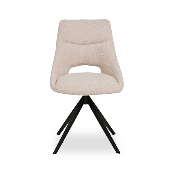 Theodor Set of 2 Dining Chairs, Ivory White Boucle