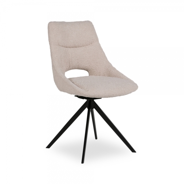 Theodor Set of 2 Dining Chairs, Ivory White Boucle