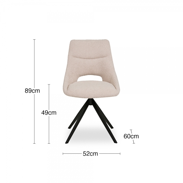 Theodor Set of 2 Dining Chairs, Ivory White Boucle