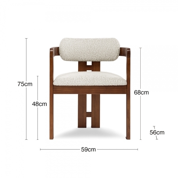 Toulouse & Hallie 6 Chair Dining Set, Travertine & Speckled Stone Sustainable Boucle