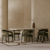 Toulouse & Ophelia 6 Chair Dining Set, Travertine & Moss Green Sustainable Mohair Velvet