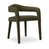 Toulouse & Ophelia 6 Chair Dining Set, Travertine & Moss Green Sustainable Mohair Velvet