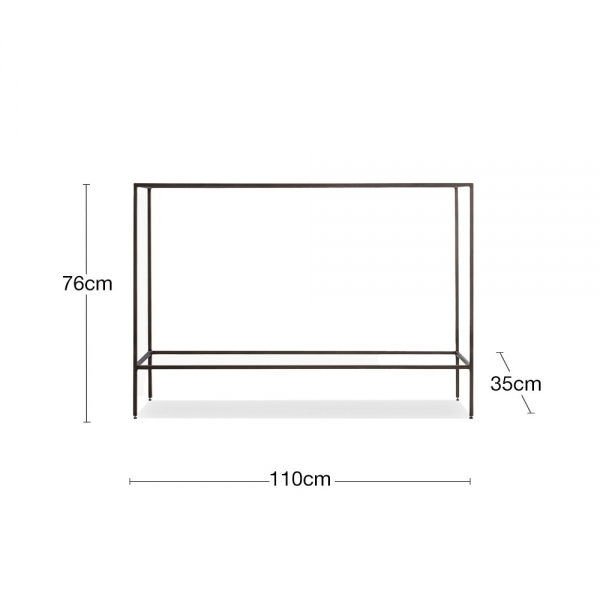 Tovia Console Table, Glass & Bronze