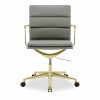 Urma Low Back Office Chair, Grey & Brass