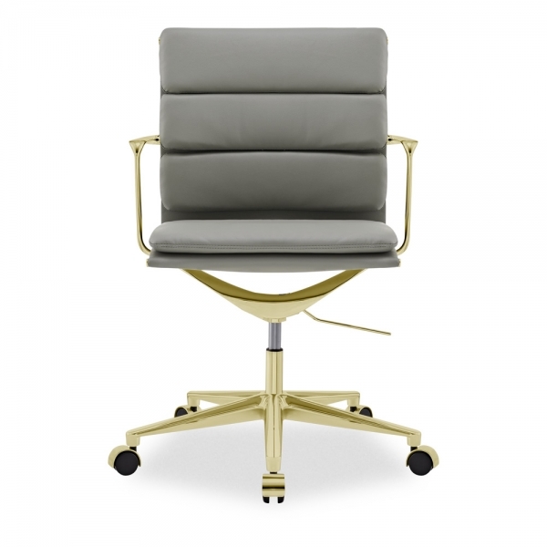 Urma Low Back Office Chair, Grey & Brass