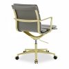 Urma Low Back Office Chair, Grey & Brass