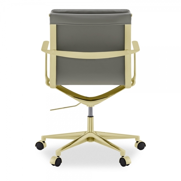 Urma Low Back Office Chair, Grey & Brass