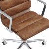 Urma Low Back Office Chair, Vintage Tan & Chrome