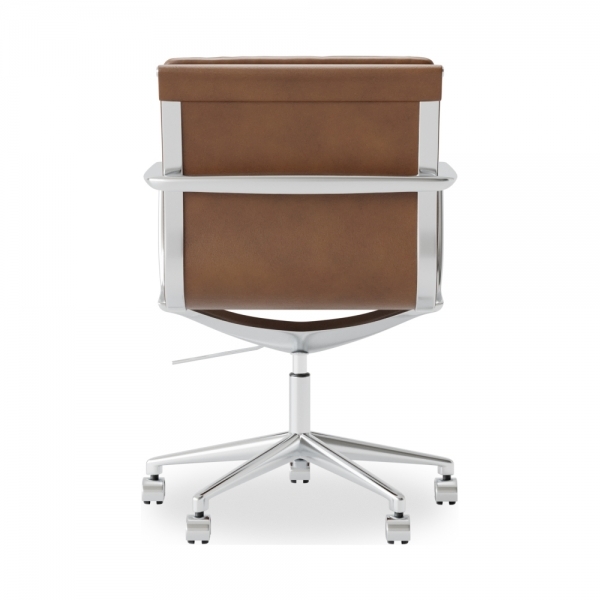 Urma Low Back Office Chair, Vintage Tan & Chrome
