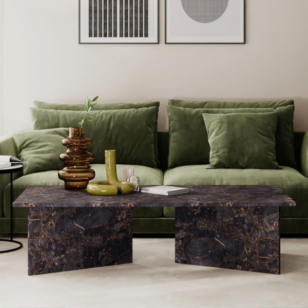 Vega Coffee Table, Storm Grey Marble