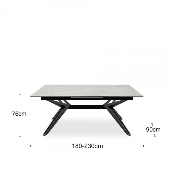 Waltham 6-10 Seat Extendable Dining Table, Grey Sintered Stone