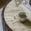 Watton Round Coffee Table, Dark Mango Wood & Travertine