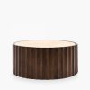 Watton Round Coffee Table, Dark Mango Wood & Travertine