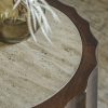 Watton Round Side Table, Dark Mango Wood & Travertine