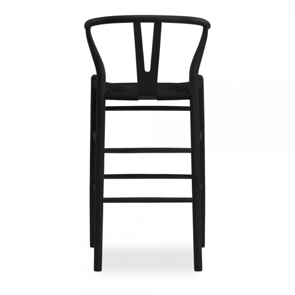 Wish Wooden Bar Stool, Black Weave & Black