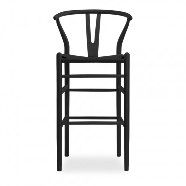 Wish Wooden Bar Stool, Black Weave & Black