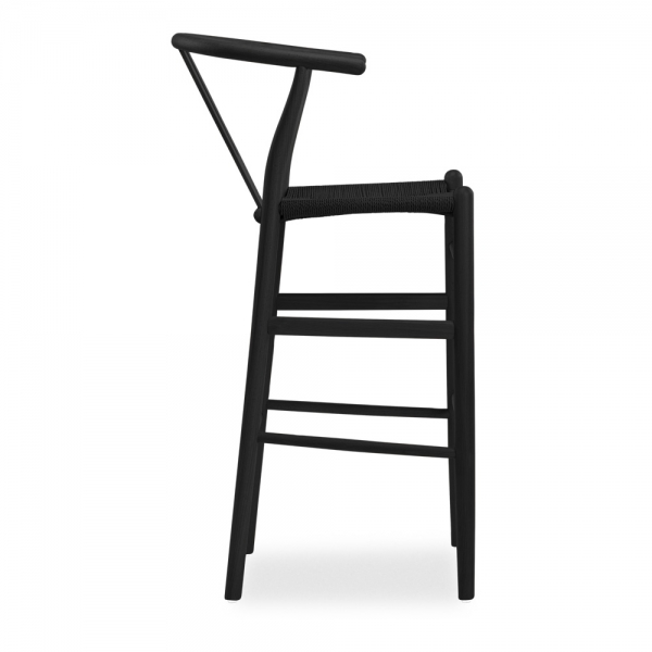Wish Wooden Bar Stool, Black Weave & Black