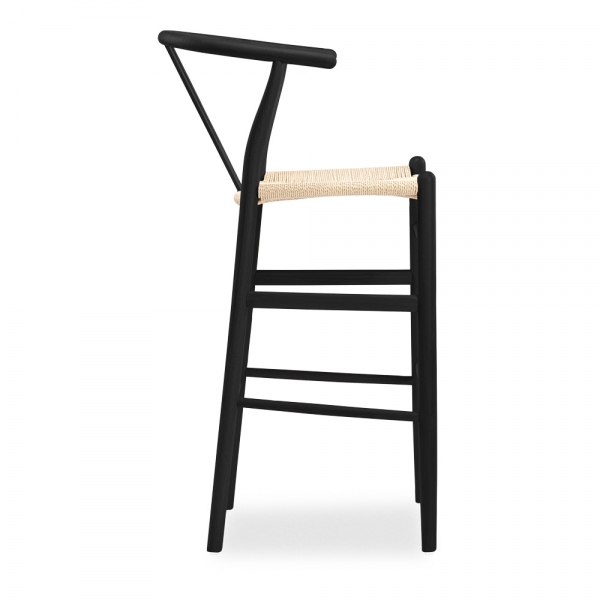 Wish Wooden Bar Stool, Natural Weave & Black