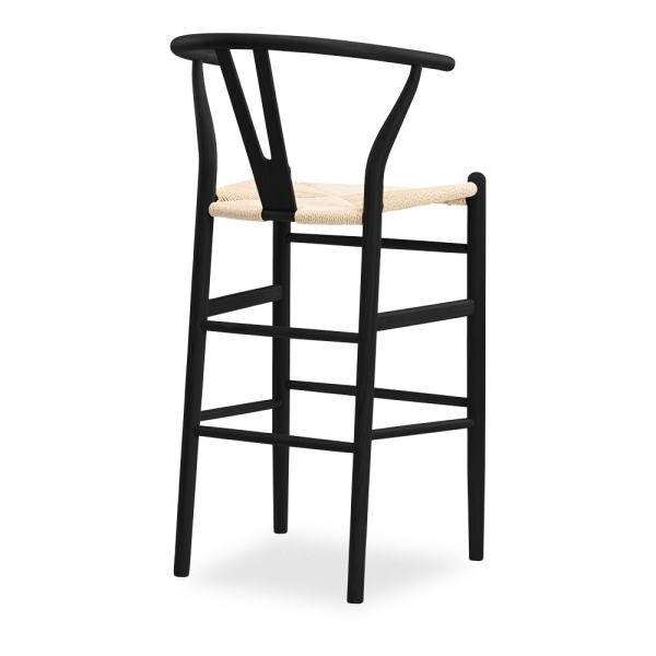 Wish Wooden Bar Stool, Natural Weave & Black
