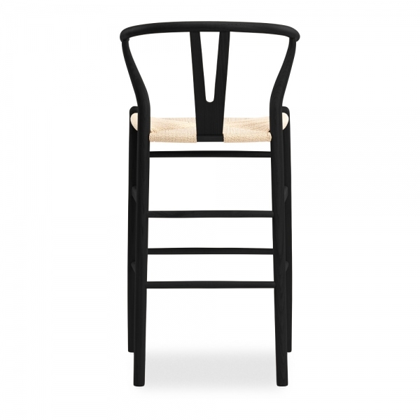 Wish Wooden Bar Stool, Natural Weave & Black