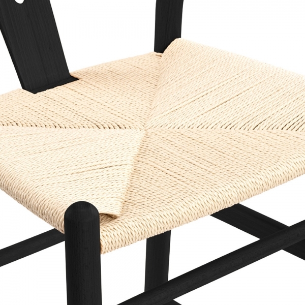 Wish Wooden Bar Stool, Natural Weave & Black