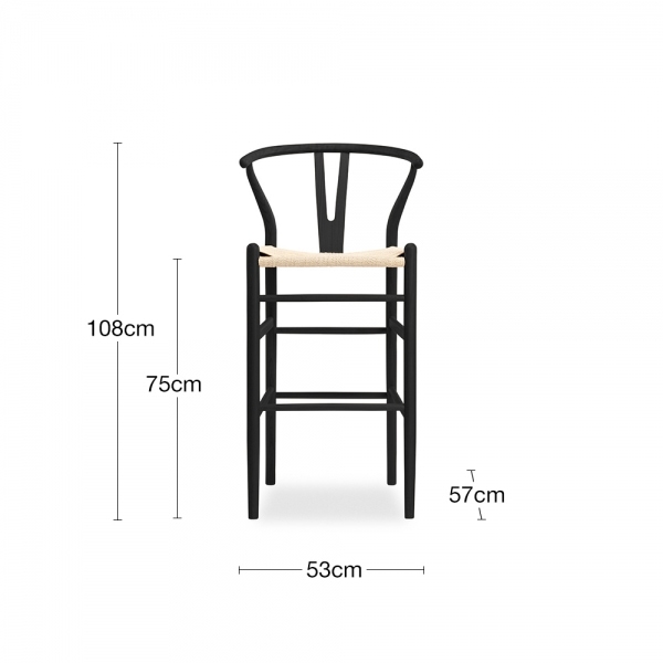Wish Wooden Bar Stool, Natural Weave & Black