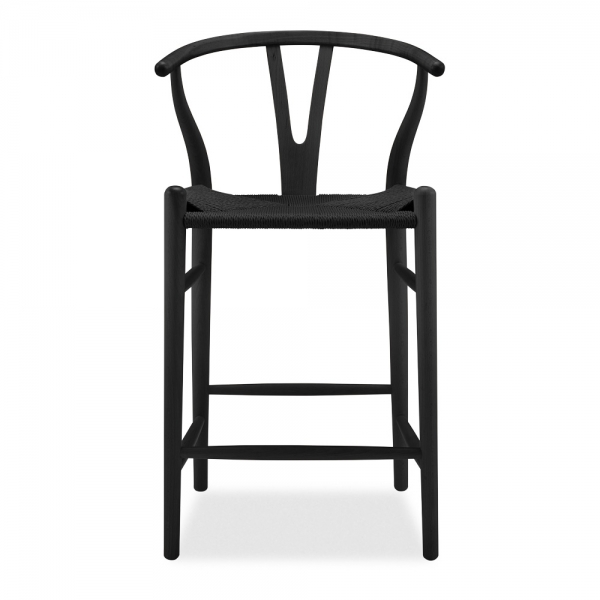Wish Wooden Kitchen Stool, Black Weave & Black