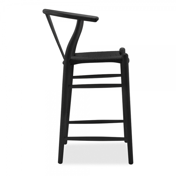Wish Wooden Kitchen Stool, Black Weave & Black