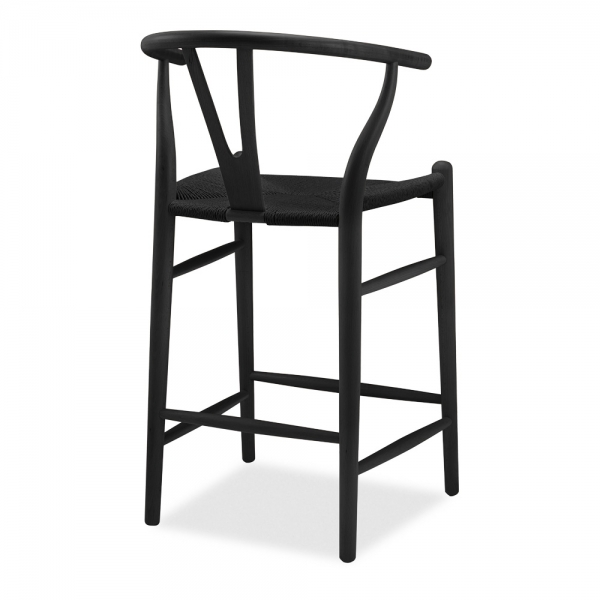 Wish Wooden Kitchen Stool, Black Weave & Black