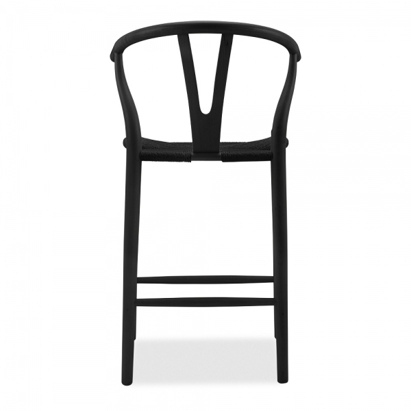 Wish Wooden Kitchen Stool, Black Weave & Black
