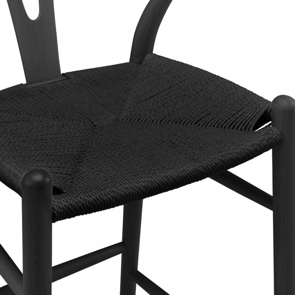 Wish Wooden Kitchen Stool, Black Weave & Black