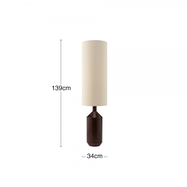 Wynter Floor Lamp, White Linen & Walnut
