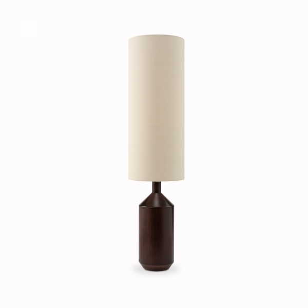 Wynter Floor Lamp, White Linen & Walnut